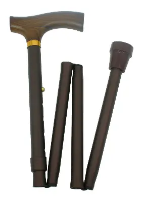 Produktdetails: Faltstock matt bronze mit Fritz-Holzgriff Produktbild Faltstock matt bronze mit Fritz-Holzgriff